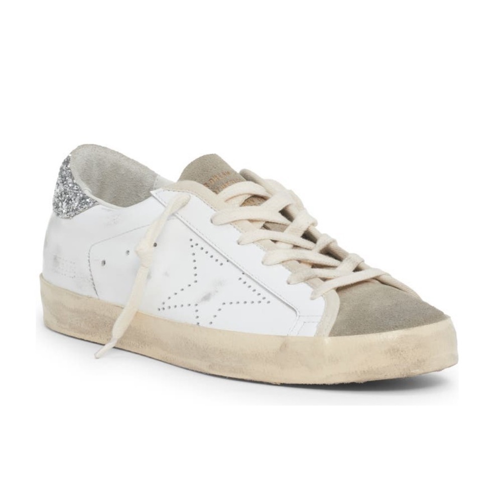 New Golden Goose Super Star Glitter Heel Sneakers Size 39